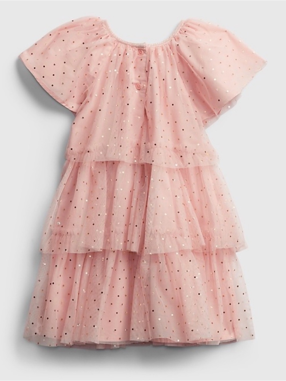 Gap glitter Pink Tiered Tulle Dress with Metallic Polka Dots 5T